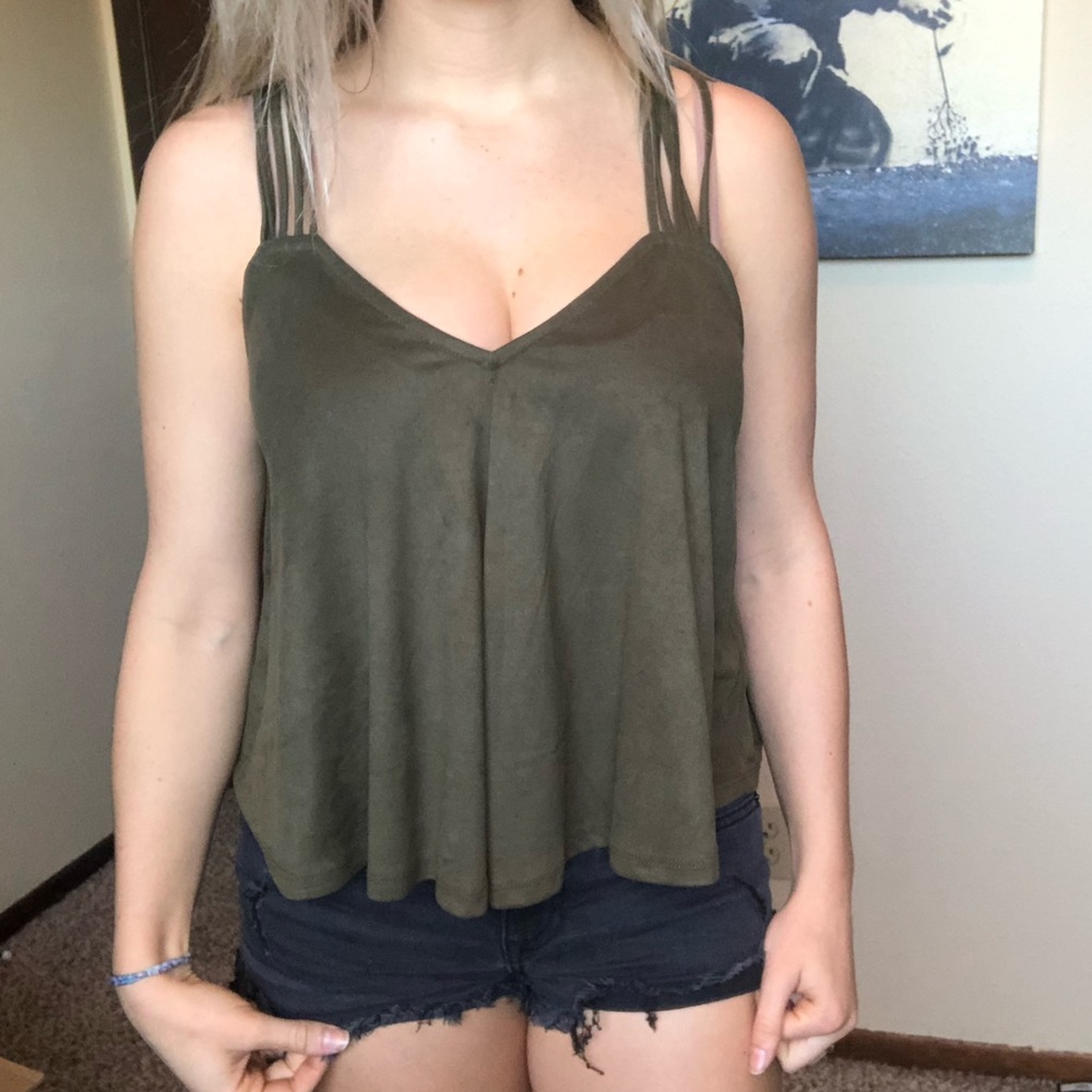 Suede green top